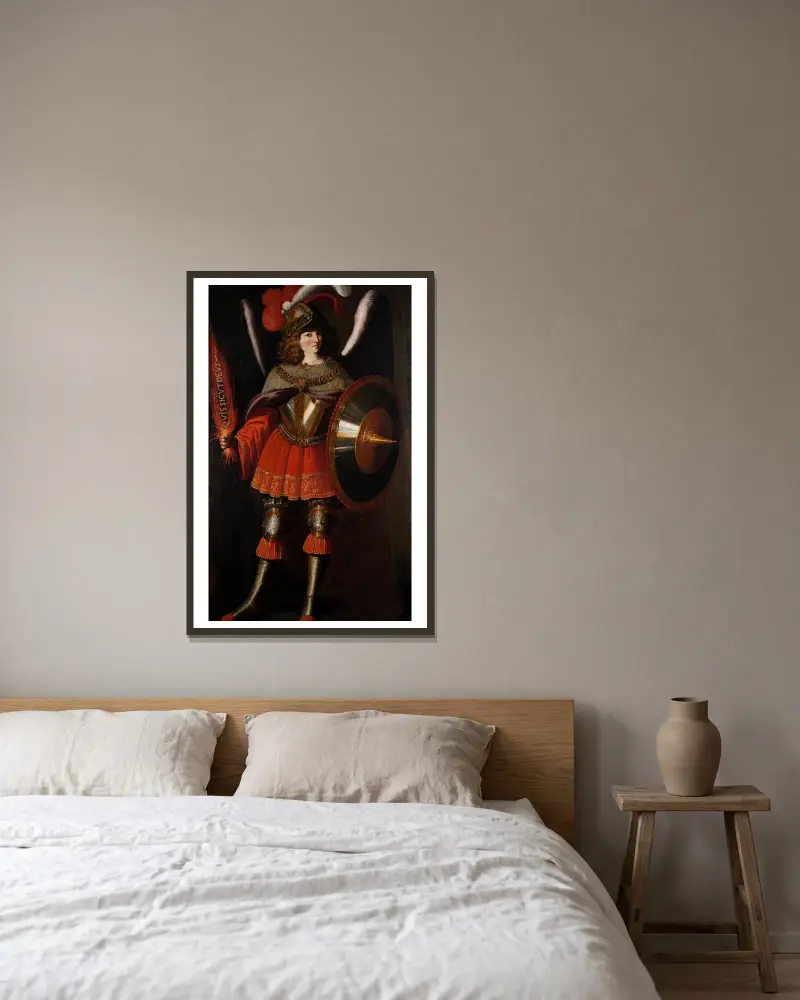 Der Erzengel Michael von Francisco de Zurbarán gerahmt an einer Wand