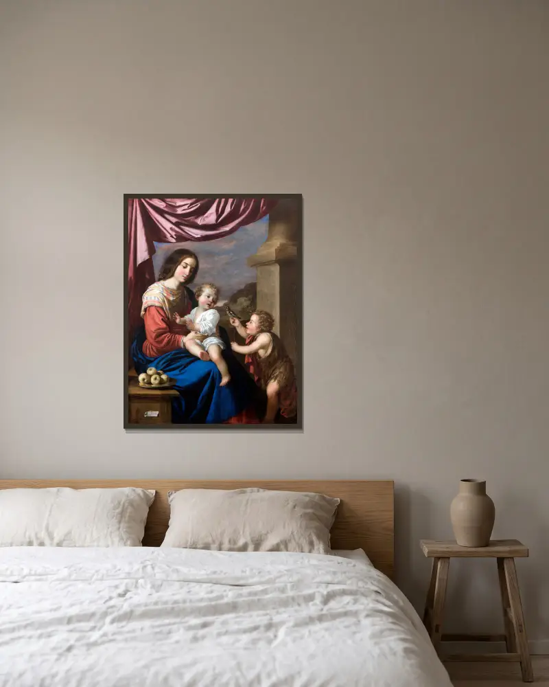 Virgin and Child with Saint John av Francisco de Zurbarán inramad på en vägg