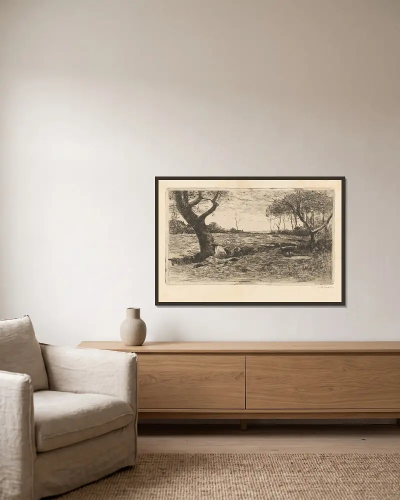 Ausgegrabener Baum von Willem de Zwart gerahmt an einer Wand