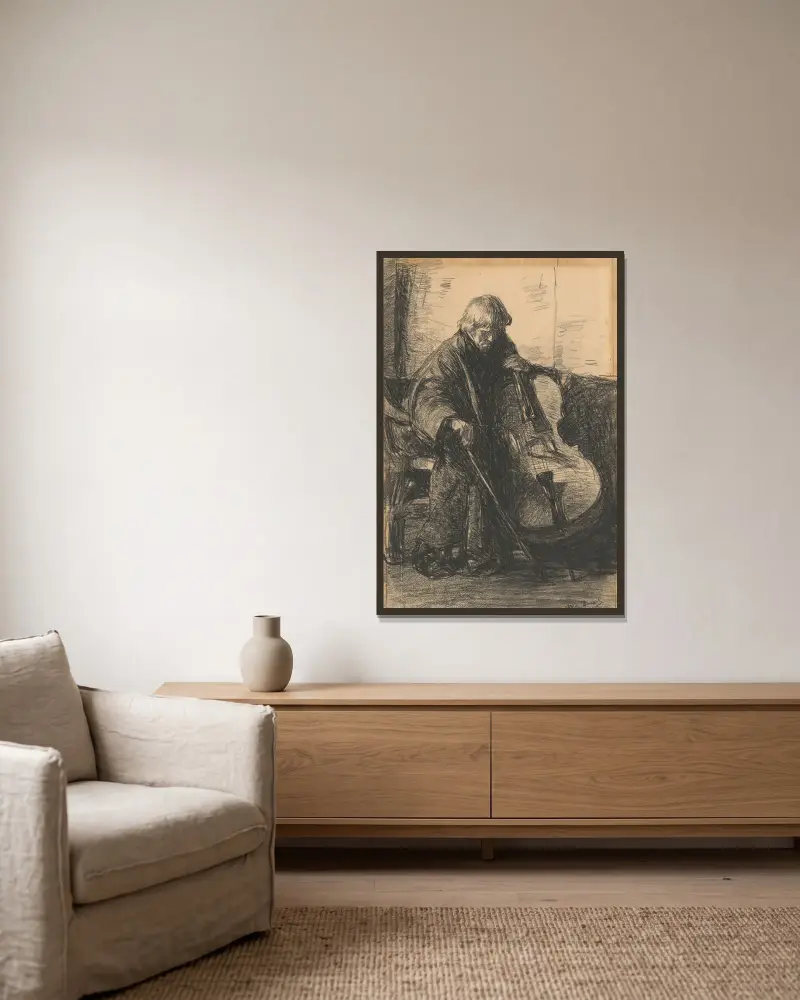 Violoncellista, Willem de Zwart v rámu na stěně