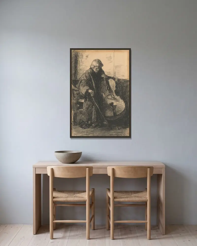 Violoncellista, Willem de Zwart v rámu na stěně