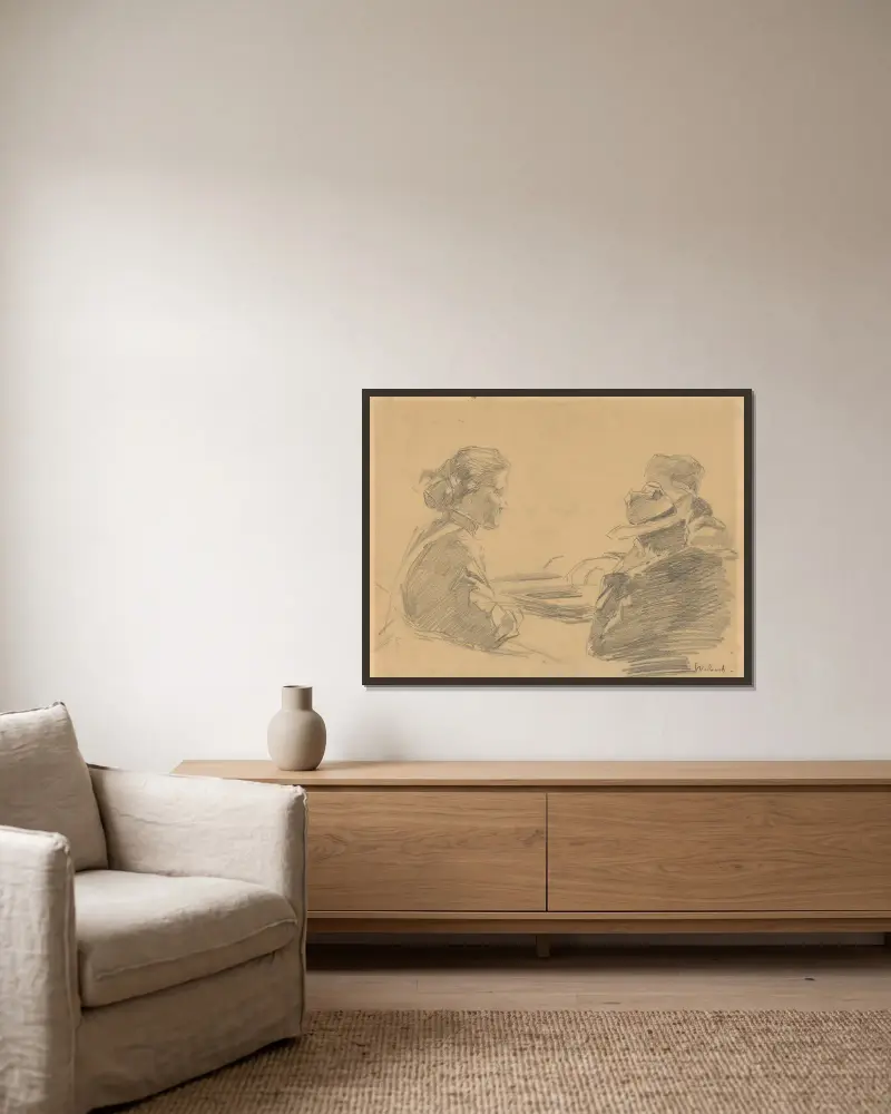 Drei sitzende Figuren von Willem de Zwart gerahmt an einer Wand