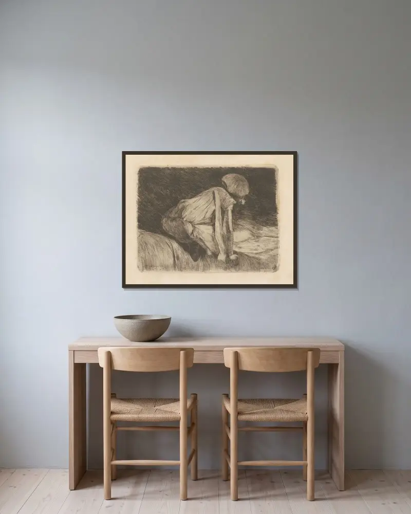 Läsande flicka (sedd från ryggen) av Willem de Zwart inramad på en vägg