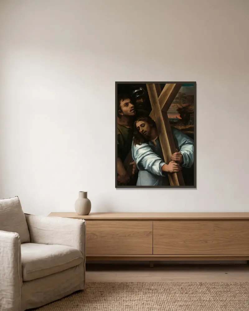 Christ Carrying the Cross av Sebastiano del Piombo inramad på en vägg