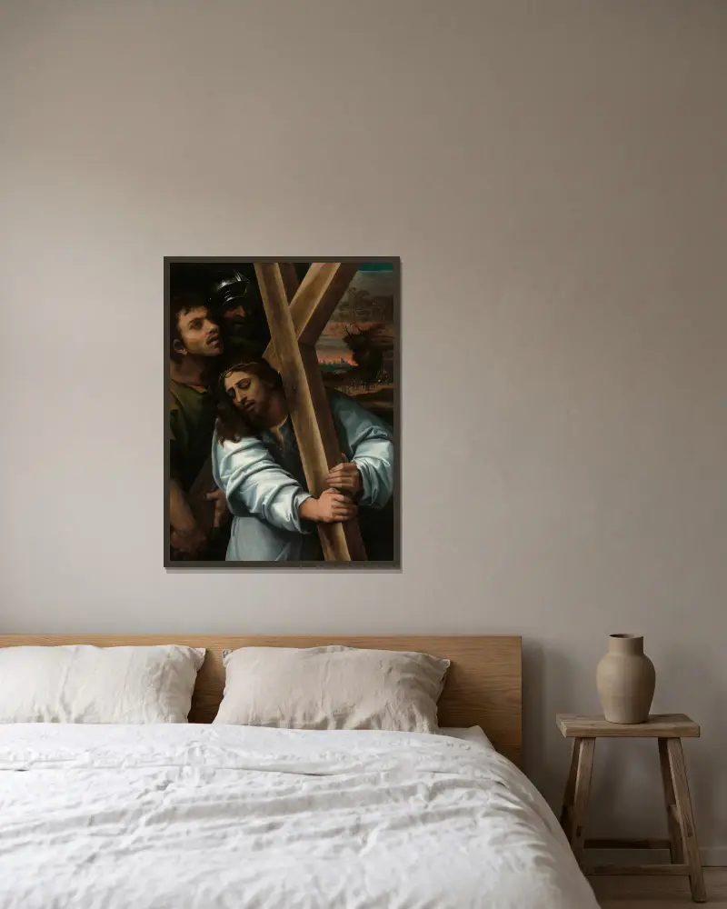 Christ Carrying the Cross av Sebastiano del Piombo inramad på en vägg