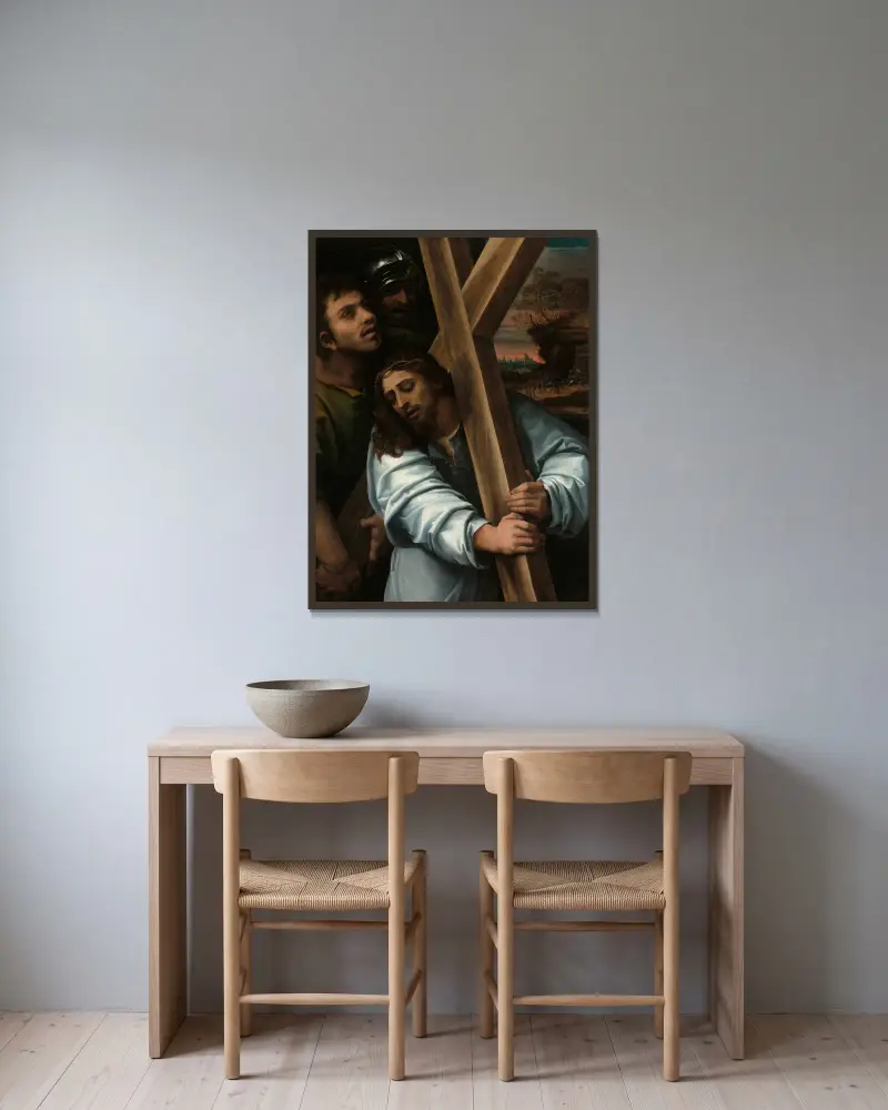 Christ Carrying the Cross av Sebastiano del Piombo inramad på en vägg