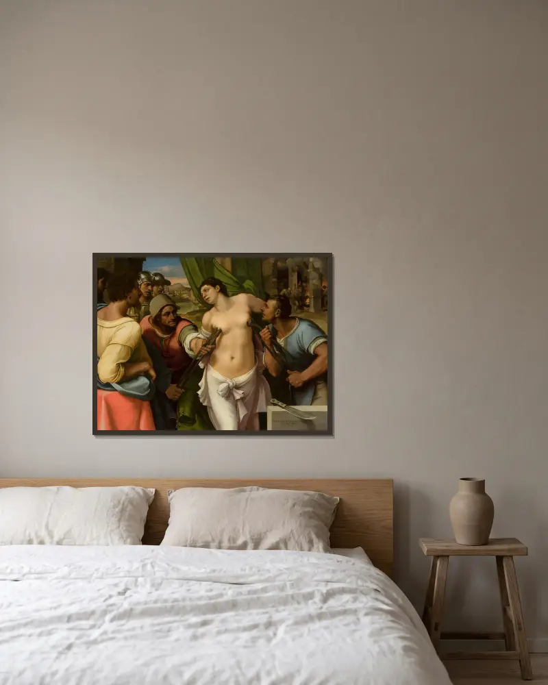 Martyrdom of St Agatha av Sebastiano del Piombo inramad på en vägg