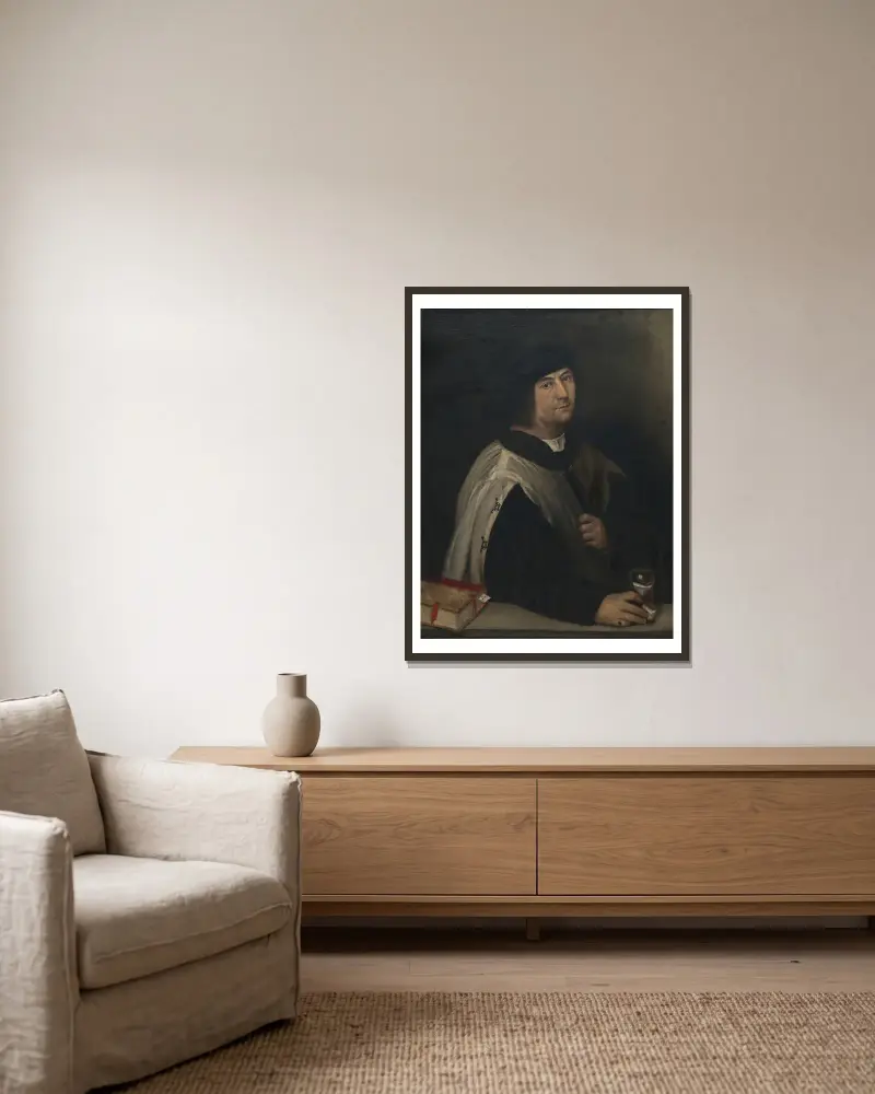 Prelate With An Hourglass av Sebastiano del Piombo inramad på en vägg