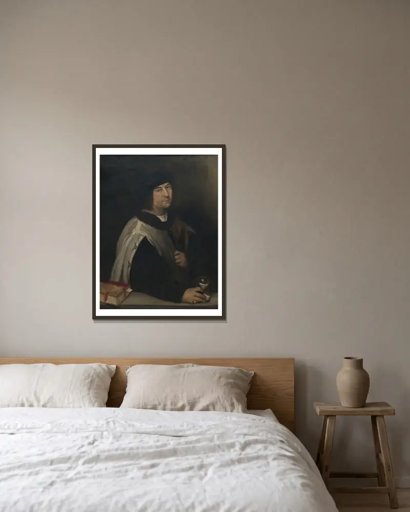 Prelate With An Hourglass av Sebastiano del Piombo inramad på en vägg