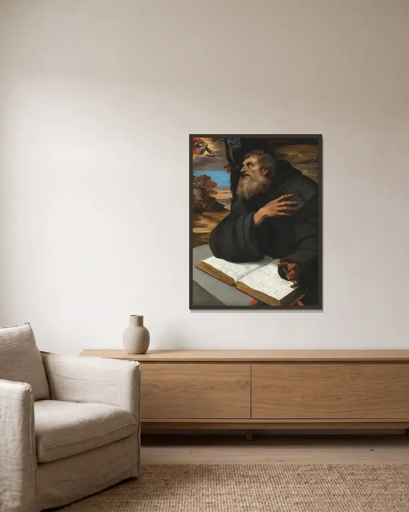 The Vision of Saint Anthony Abbot av Sebastiano del Piombo inramad på en vägg
