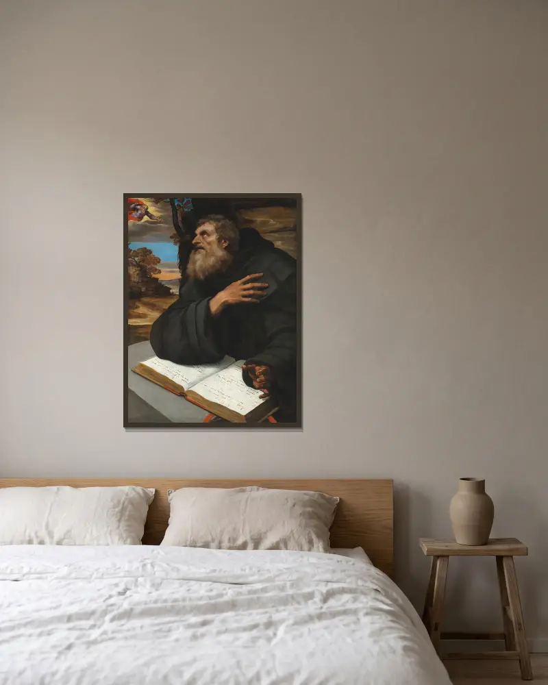 The Vision of Saint Anthony Abbot av Sebastiano del Piombo inramad på en vägg