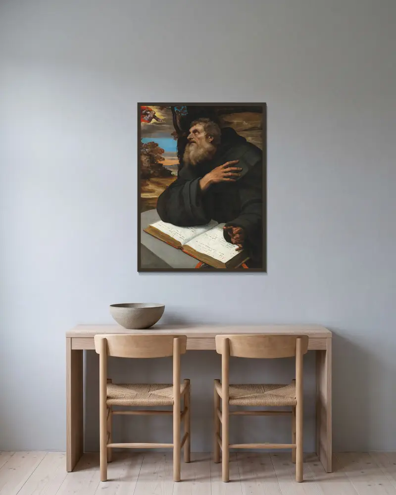 The Vision of Saint Anthony Abbot av Sebastiano del Piombo inramad på en vägg