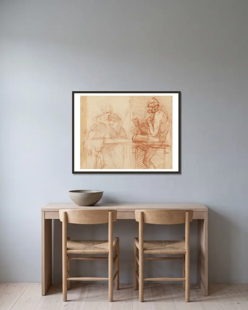 Study of Figures Behind a Balustrade, 1522 – nr 1 av Andrea del Sarto inramad på en vägg