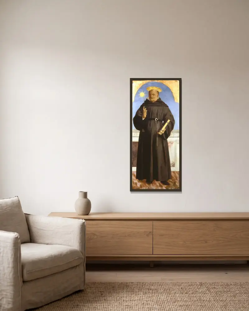 Saint Nicholas of Tolentino av Piero Della Francesca inramad på en vägg