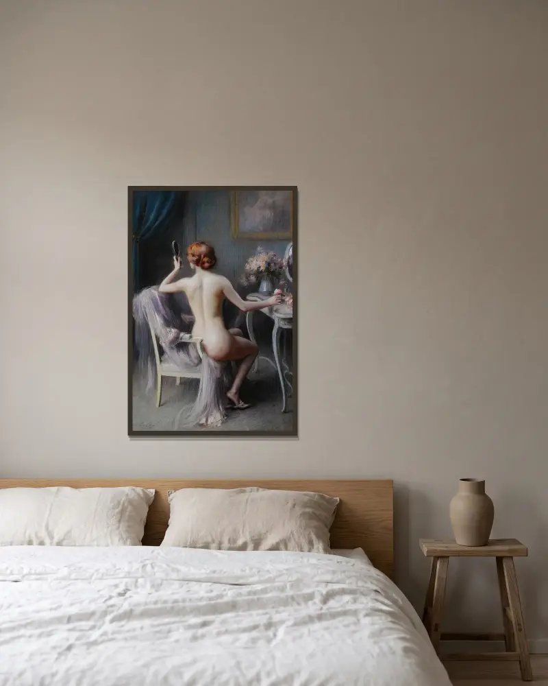 French Nu Feminin av Delphin Enjolras inramad på en vägg