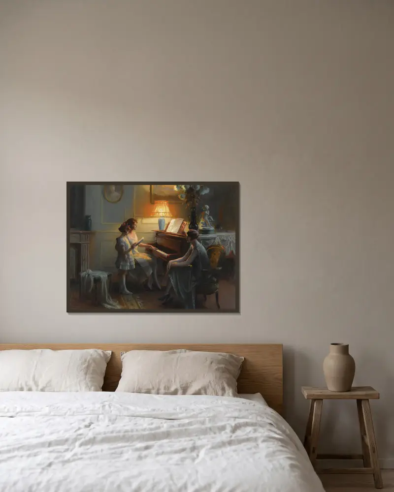 La lecon de chant av Delphin Enjolras inramad på en vägg