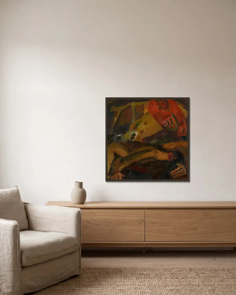 Der Sämann von Frits van den Berghe gerahmt an einer Wand