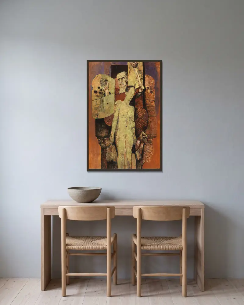 Entfernungen von Frits van den Berghe gerahmt an einer Wand
