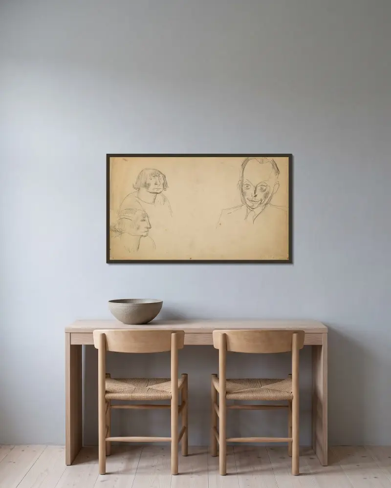 Gusta De Smet and Jozef Cantré av Frits van den Berghe inramad på en vägg