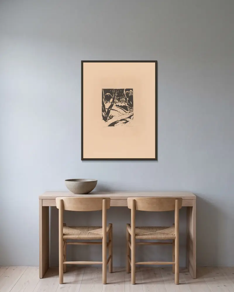 Hügellandschaft von Frits van den Berghe gerahmt an einer Wand