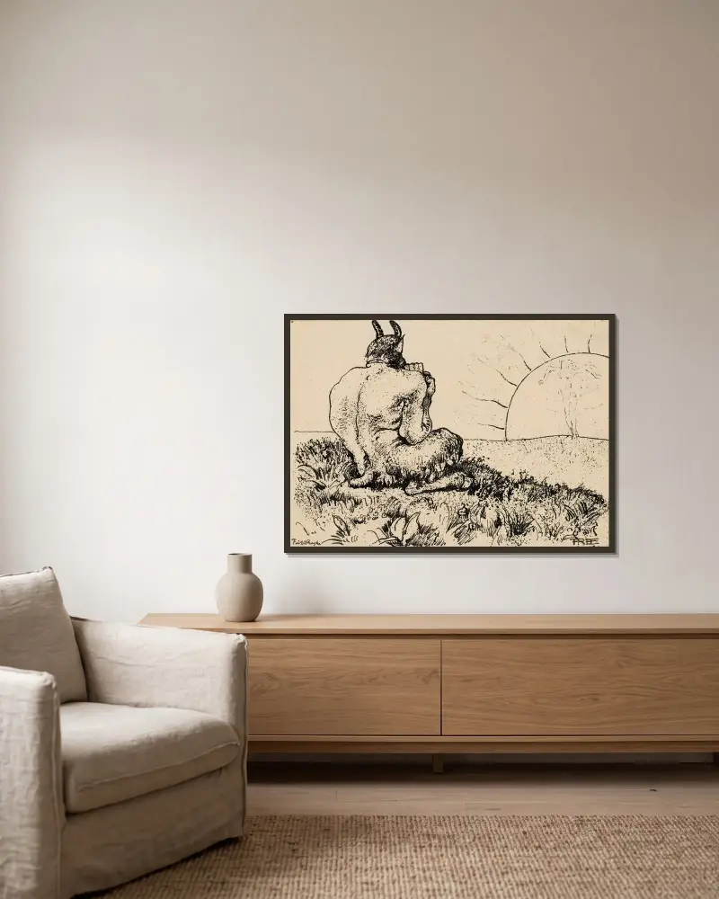 Pan von Frits van den Berghe gerahmt an einer Wand