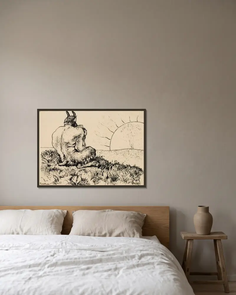 Pan von Frits van den Berghe gerahmt an einer Wand