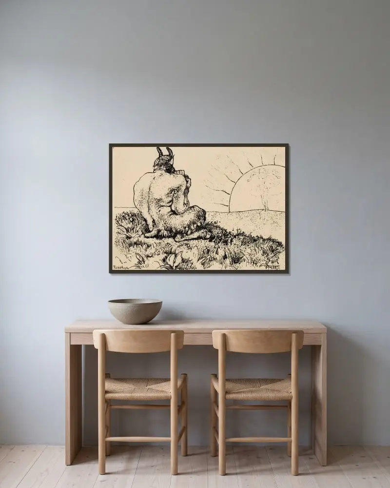 Pan von Frits van den Berghe gerahmt an einer Wand