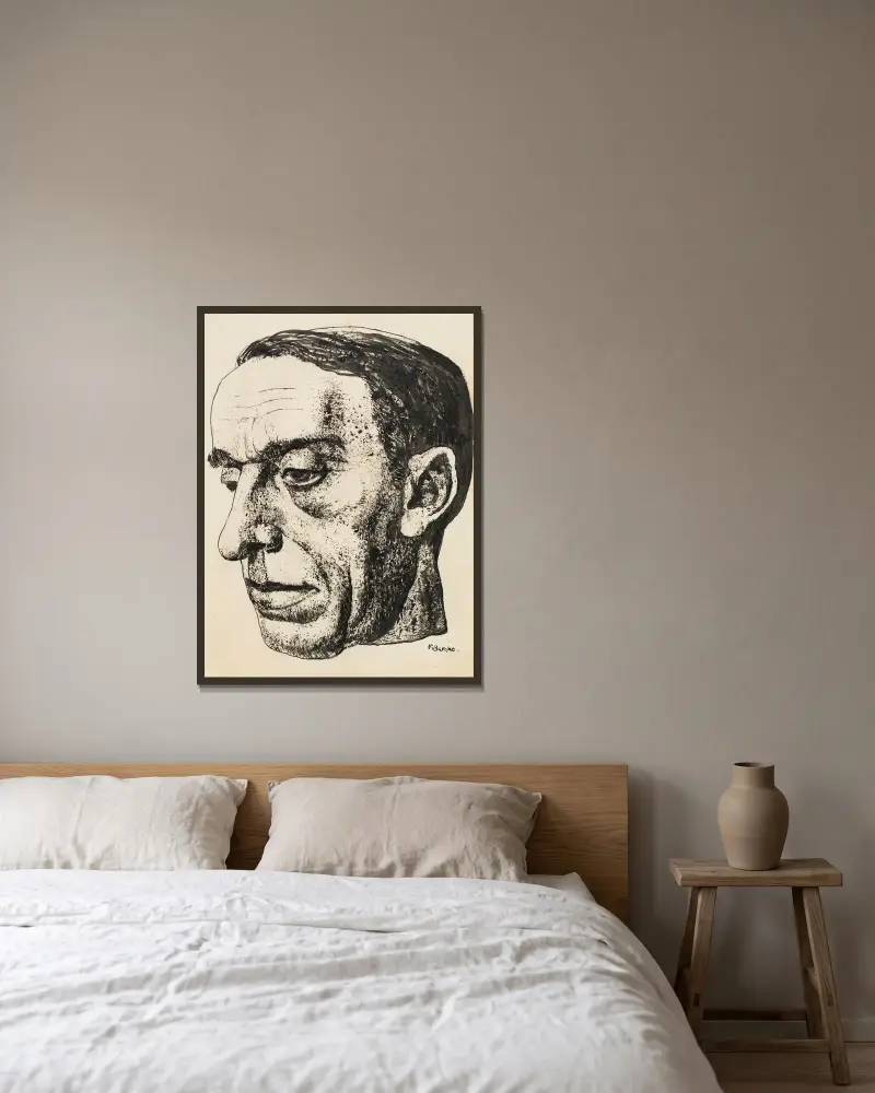Portrait of the Artist Oscar Jespers av Frits van den Berghe inramad på en vägg
