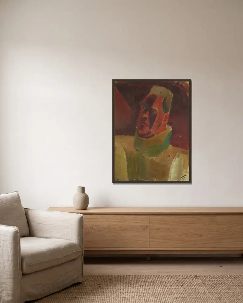 Portret van Constant Permeke (from 1922 until 1924) av Frits van den Berghe inramad på en vägg