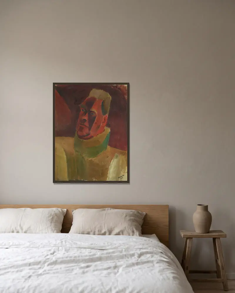 Portret van Constant Permeke (from 1922 until 1924) av Frits van den Berghe inramad på en vägg