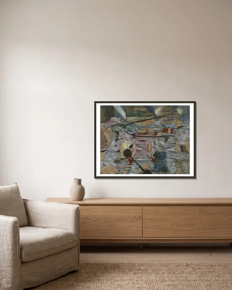 Das Monster von Frits van den Berghe gerahmt an einer Wand