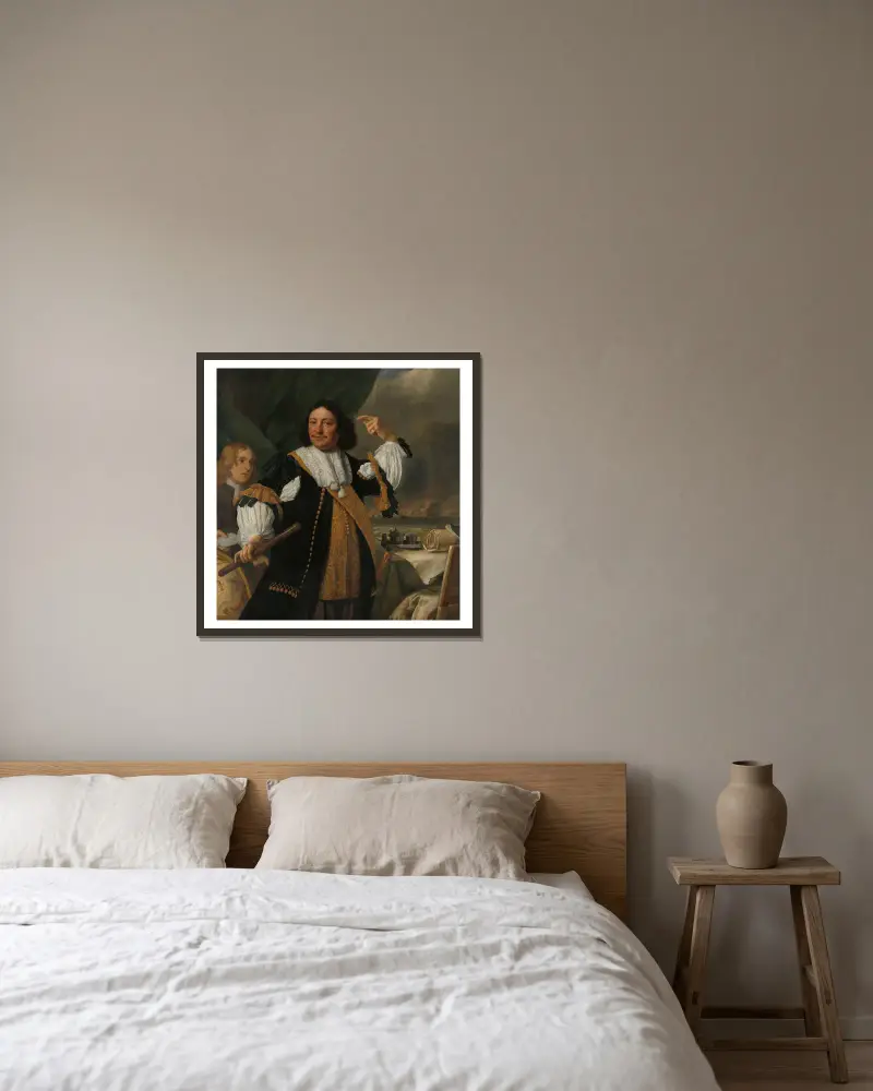 Aert van Nes (1626–1693), Vizeadmiral von Bartholomeus van der Helst gerahmt an einer Wand