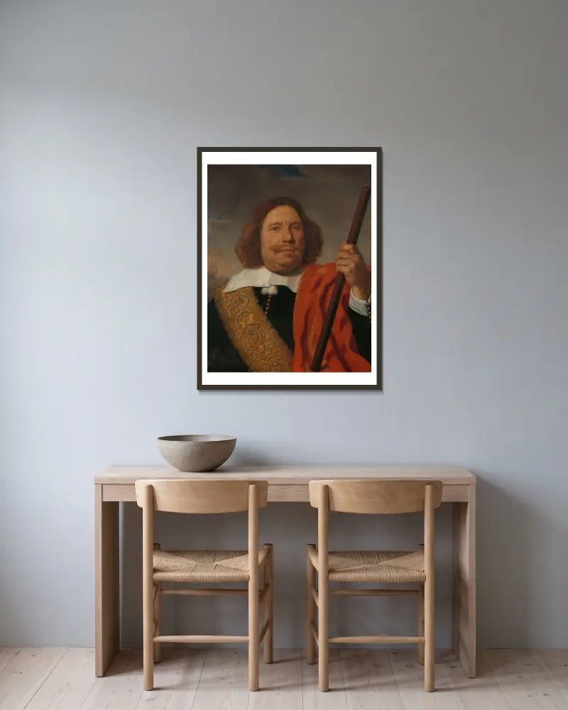 Egbert Meeuwsz Cortenaer (1605-65), Vice Admiral, Admiralty of the Maas, Rotterdam av Bartholomeus van der Helst inramad på en vägg