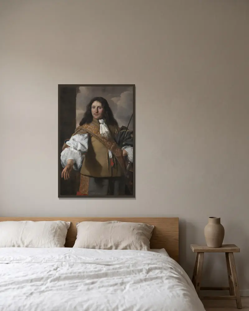 Emanuel De Geer, 1624-1692 av Bartholomeus van der Helst inramad på en vägg