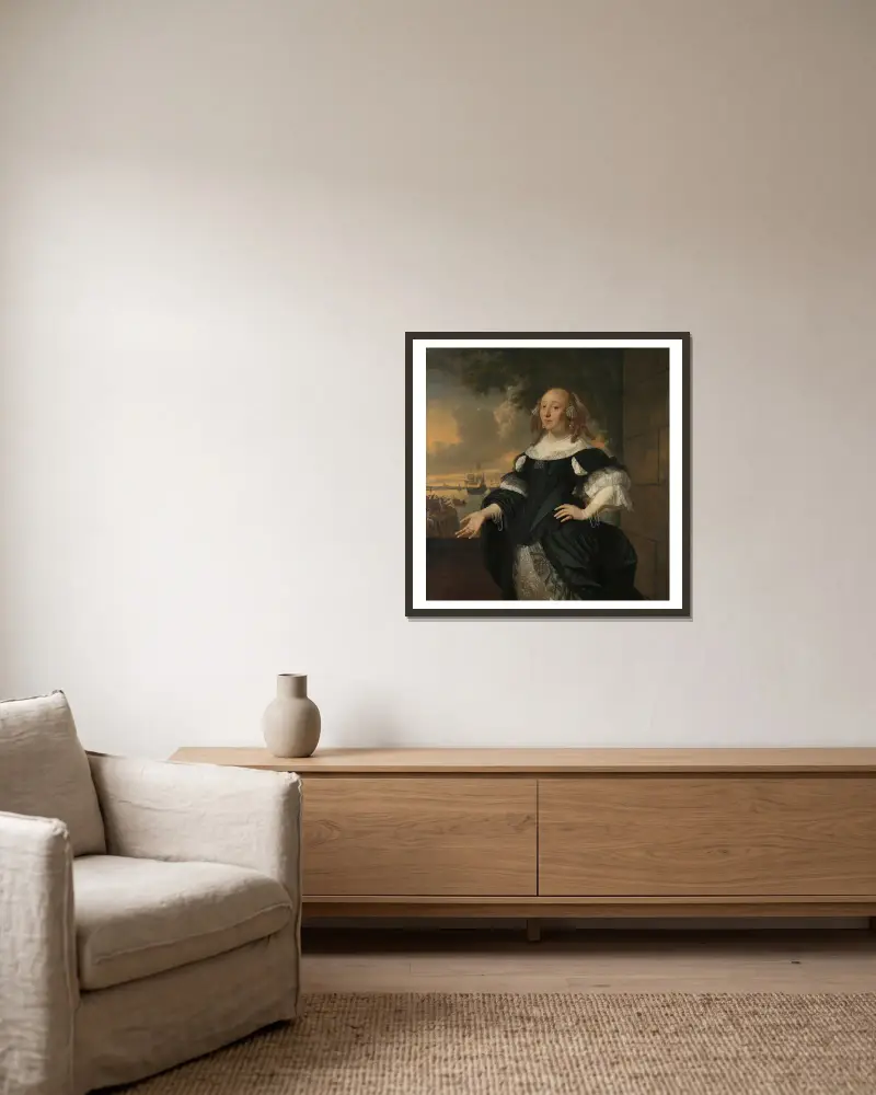 Geertruida den Dubbelde (1647-84), Wife of Aert van Nes av Bartholomeus van der Helst inramad på en vägg