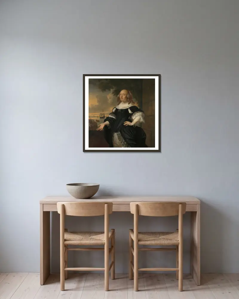 Geertruida den Dubbelde (1647-84), Wife of Aert van Nes av Bartholomeus van der Helst inramad på en vägg