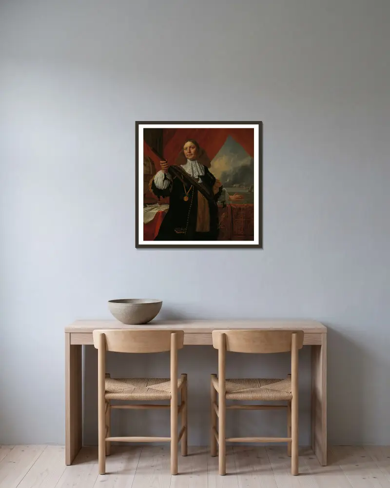Johan de Liefde (asi 1619–73), viceadmirál, Bartholomeus van der Helst v rámu na stěně