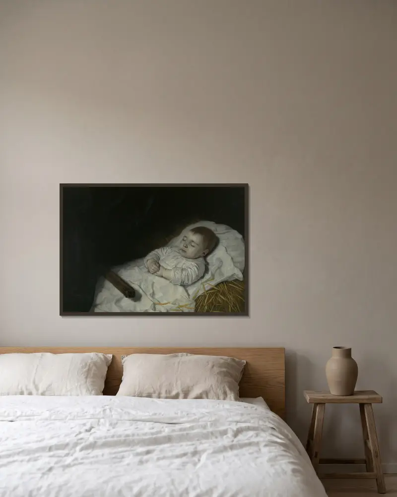 Jongetje op zijn doodsbed av Bartholomeus van der Helst inramad på en vägg