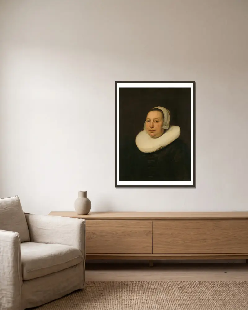 Maria Pietersdr de Leest (d. 1652), Wife of Samuel van Lansbergen av Bartholomeus van der Helst inramad på en vägg