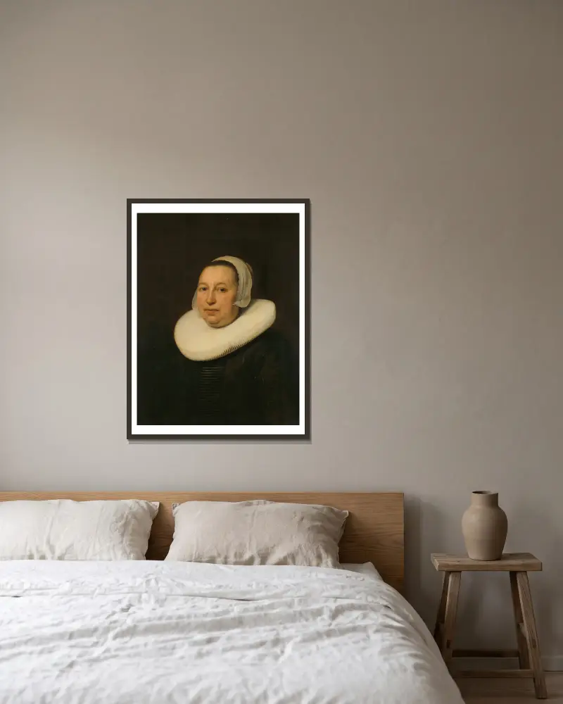 Maria Pietersdr de Leest (d. 1652), Wife of Samuel van Lansbergen av Bartholomeus van der Helst inramad på en vägg