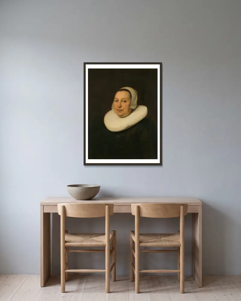 Maria Pietersdr de Leest (d. 1652), Wife of Samuel van Lansbergen av Bartholomeus van der Helst inramad på en vägg