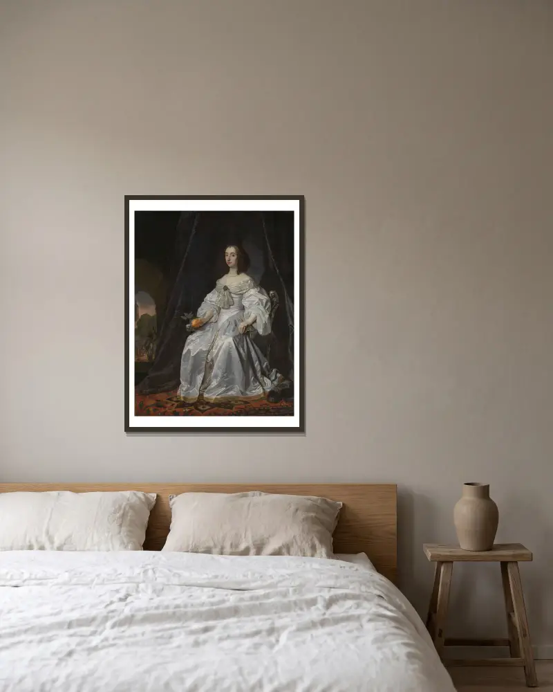 Mary Stuart, Princess of Orange, as Widow of William II av Bartholomeus van der Helst inramad på en vägg