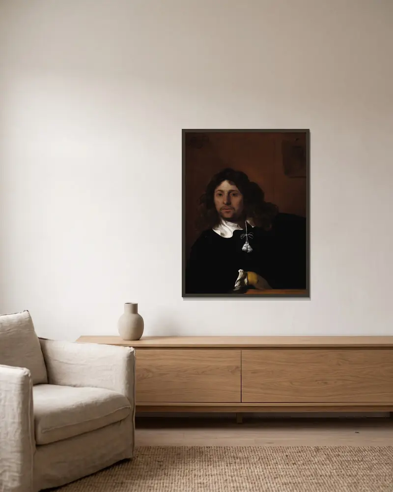 Portrait of a Gentleman av Bartholomeus van der Helst inramad på en vägg