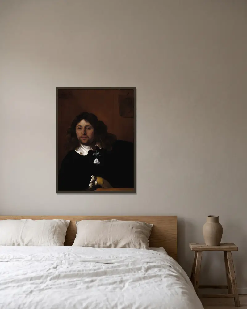 Portrait of a Gentleman av Bartholomeus van der Helst inramad på en vägg