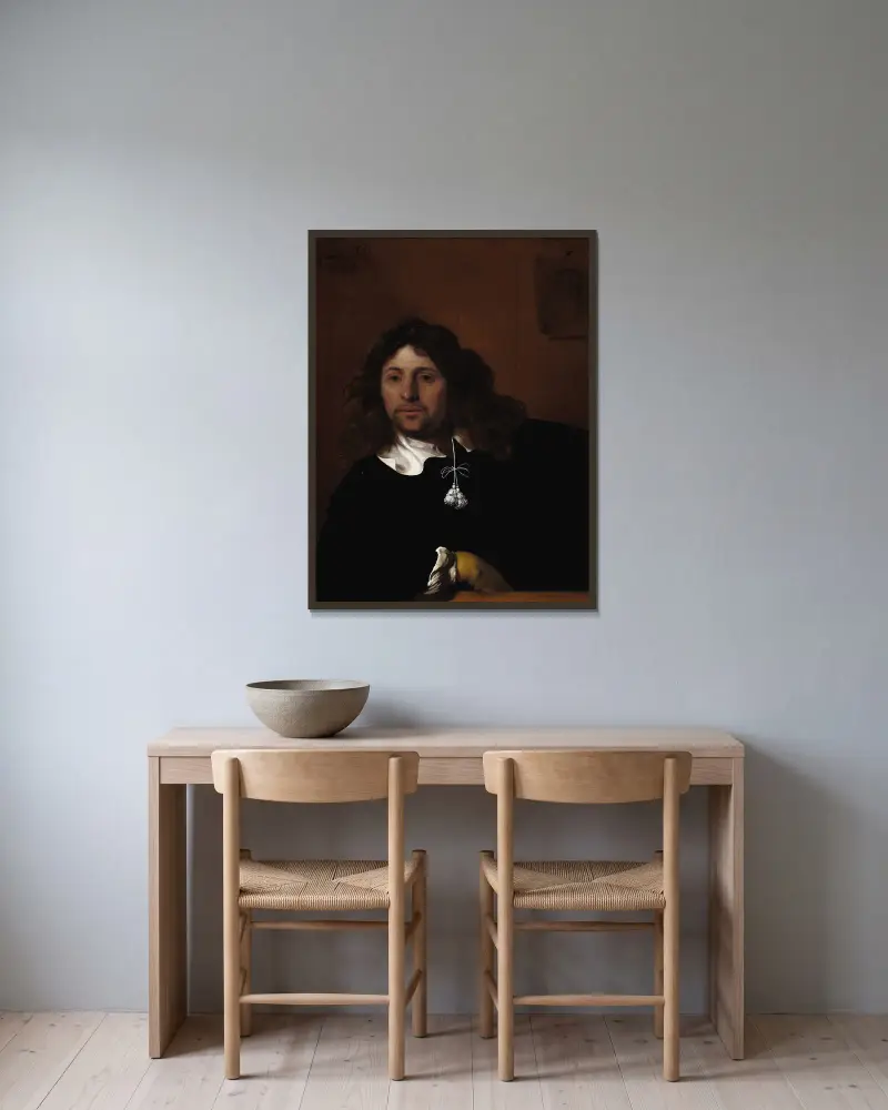 Portrait of a Gentleman av Bartholomeus van der Helst inramad på en vägg