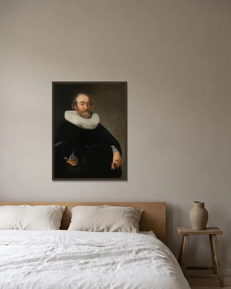 Portrait of Andries Bicker av Bartholomeus van der Helst inramad på en vägg