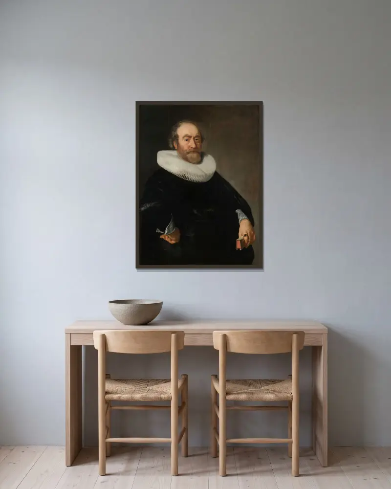 Portrait of Andries Bicker av Bartholomeus van der Helst inramad på en vägg