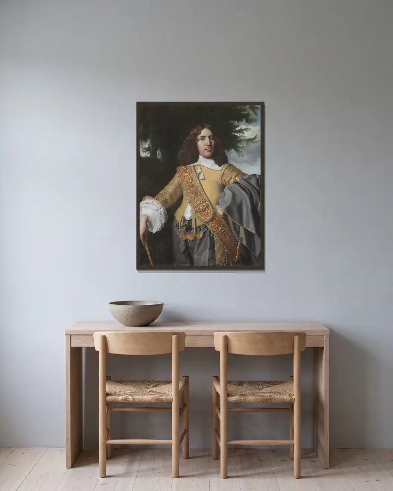 Porträtt av Louis De Geer den yngre 1622–1695 av Bartholomeus van der Helst inramad på en vägg
