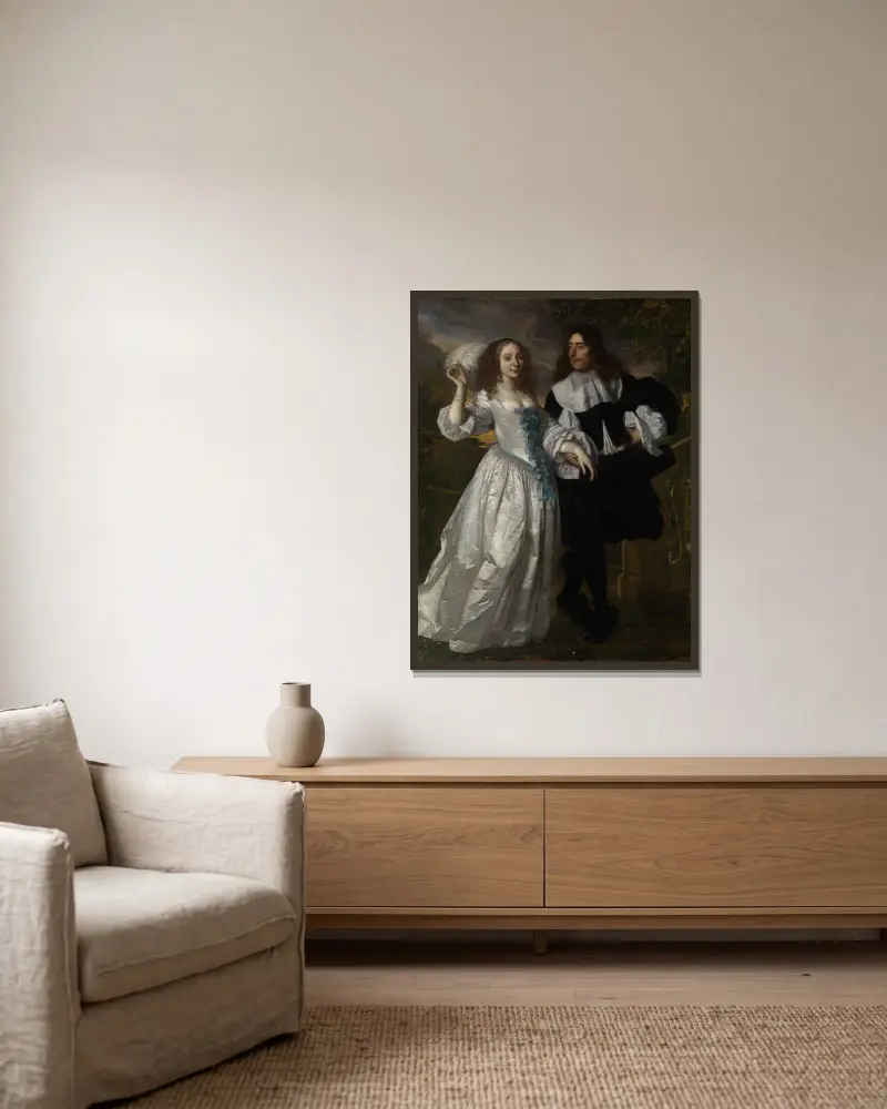 Young patrician couple av Bartholomeus van der Helst inramad på en vägg
