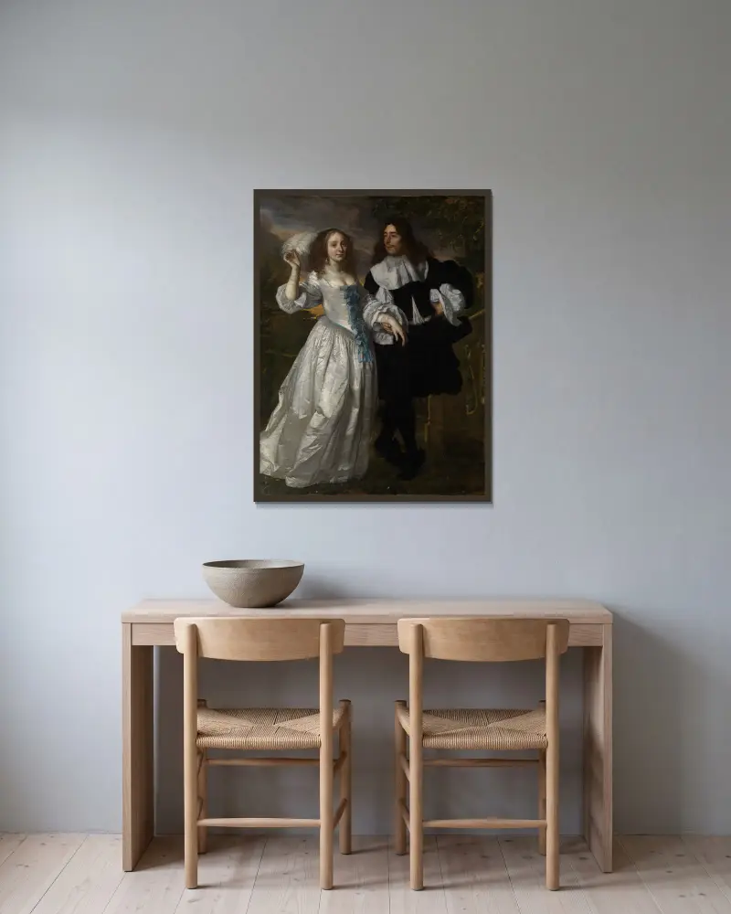 Young patrician couple av Bartholomeus van der Helst inramad på en vägg